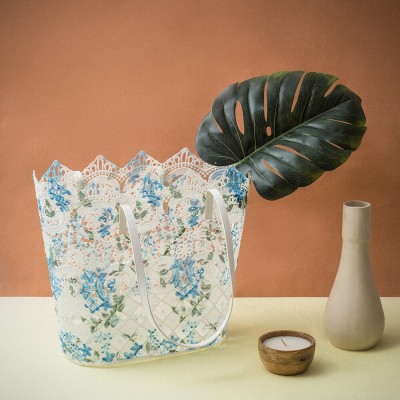 Blue-White Lace Basket-Bag