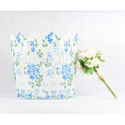 Blue-White Lace Basket-Bag
