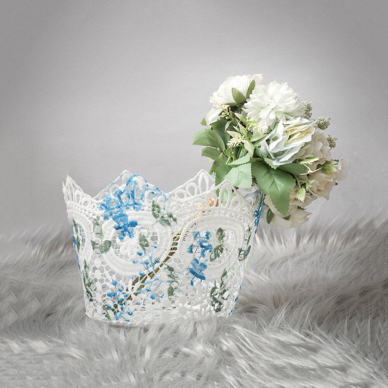 Blue-White Mini Lace Basket