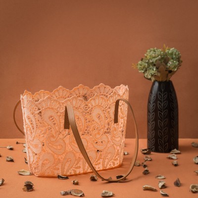 Peach Lace Basket-Bag