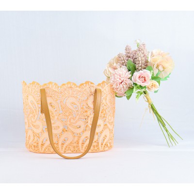 Peach Lace Basket-Bag